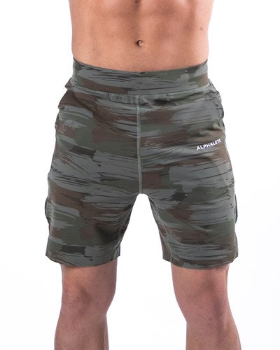 Alphalete 4-Way Stretch 8" Kratke Olivovo Zelená Maskacove | 236-UPRXNJ