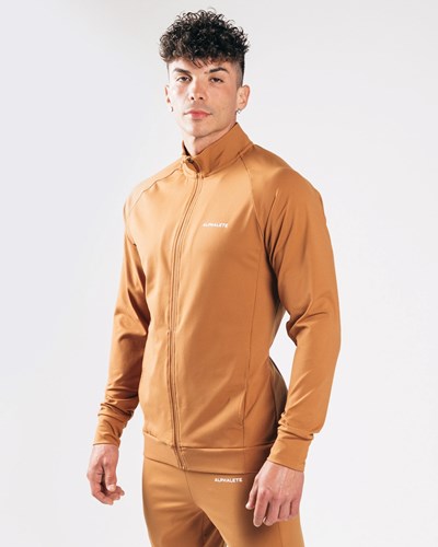 Alphalete 4-Way Stretch Tracking Jacket Camel | 086-YALFOE