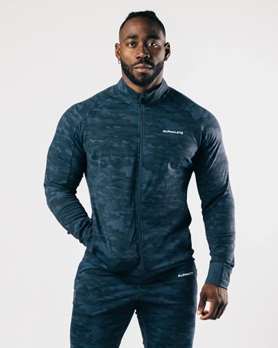 Alphalete 4-Way Stretch Tracking Jacket Tmavo Námornícka Modrá Maskacove | 237-WYGMJU