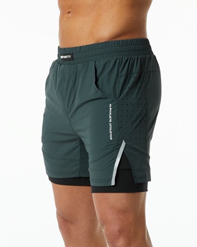 Alphalete Compression Podsite Woven Tréningová Kratke Zelene | 318-HXRPKM