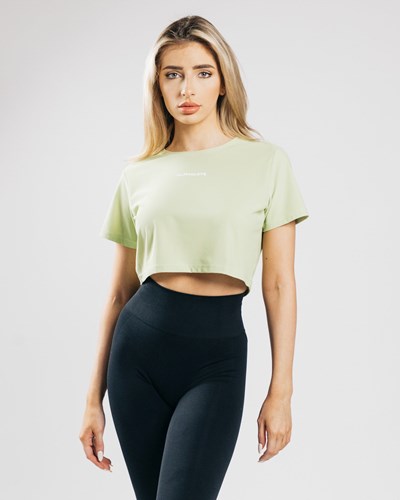 Alphalete Cropped Lahke Kratke Sleeve Svetlo Zelene | 015-SZMBOK