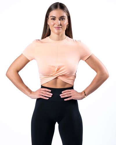 Alphalete Cropped Premium Kratke Sleeve Koralove | 037-WFSZJA