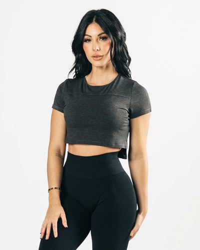 Alphalete Cropped Premium Kratke Sleeve Čierne | 402-BTDXNC