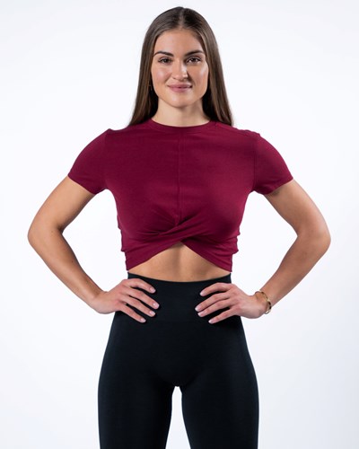 Alphalete Cropped Premium Kratke Sleeve Červené | 729-ODNZVC