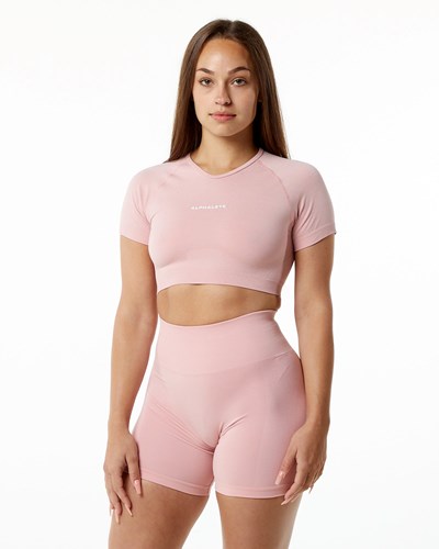 Alphalete Cropped Seamless Kratke Sleeve Blossom | 245-JALTWG