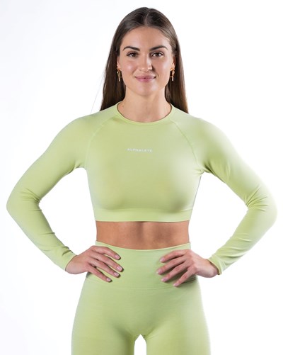 Alphalete Cropped Seamless Long Sleeve Frozen Spring | 756-BDSOIG