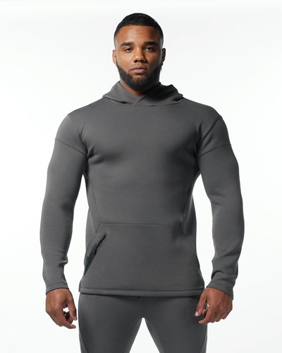 Alphalete Fitted Interlock Knit Hoodie Charcoal | 942-UEHXKN