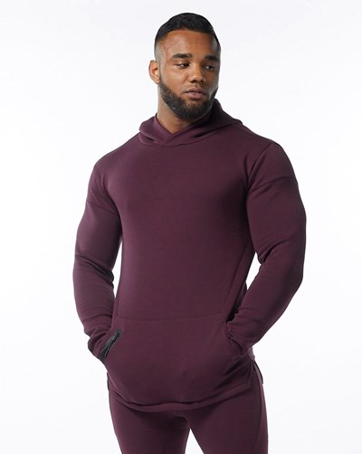 Alphalete Fitted Interlock Knit Hoodie Merlot | 074-SZYKUG