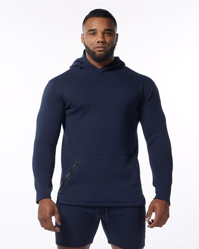 Alphalete Fitted Interlock Knit Hoodie Námornícka Modrá | 374-NQGALH