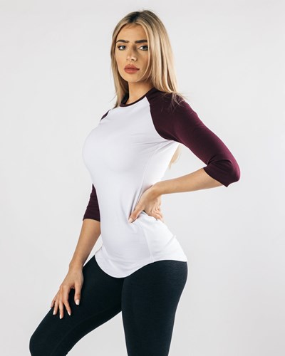 Alphalete Fitted Performance 3/4 Sleeve Biele Čierne | 746-WTCYJS