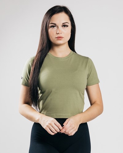 Alphalete Fitted Performance Crop Top Olivovo Zelená | 630-TKOIHE