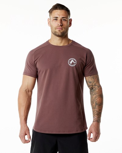 Alphalete Fitted Performance Kratke Sleeve Merlot | 417-DCKHXG