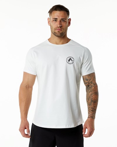 Alphalete Fitted Performance Kratke Sleeve Biele | 427-YMZBKE