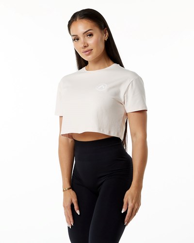 Alphalete Fitted Performance Kratke Sleeve Crop Blush | 856-PVEXWN