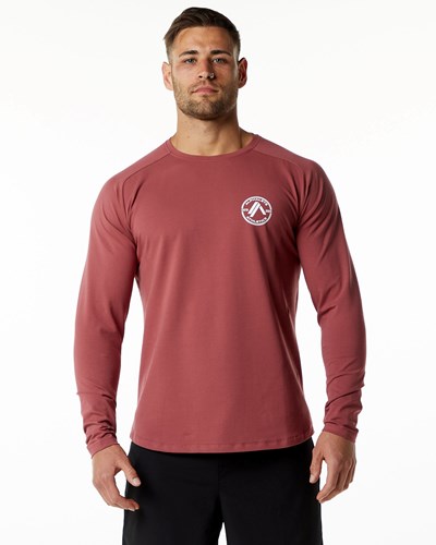 Alphalete Fitted Performance Long Sleeve Gingerbread | 234-SOKIAB