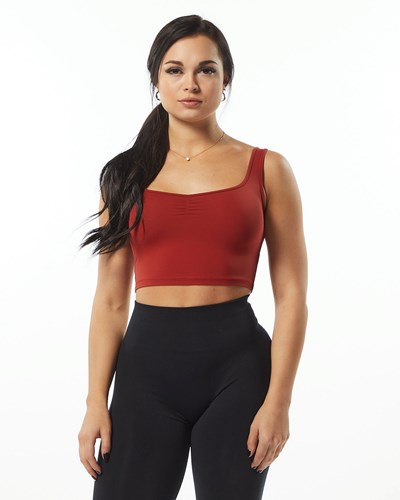 Alphalete Fitted Square Neck Tank Cherry | 681-FIDZQL