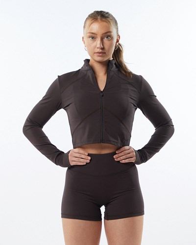 Alphalete Full Zip Crop Jacket Siva | 529-KXSDAC