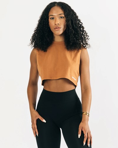 Alphalete Heavy Bavlnene Cropped Cutoff Clay | 714-MQOHJB