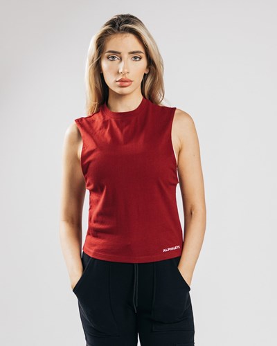 Alphalete Heavy Bavlnene Cutoff Cranberry | 398-TGIERZ