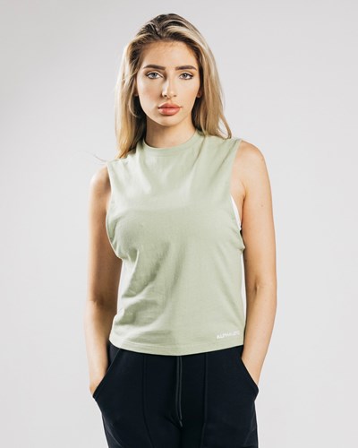 Alphalete Heavy Bavlnene Cutoff Matcha | 946-FVNEPY