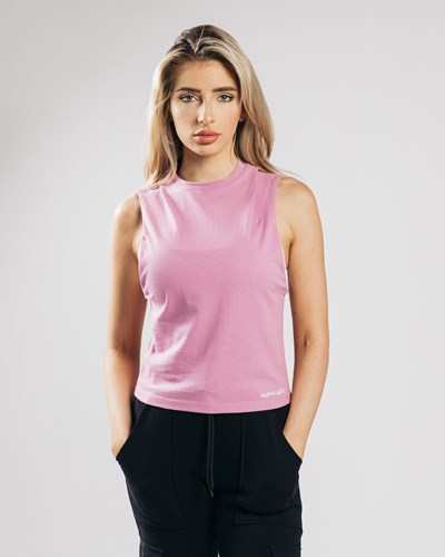 Alphalete Heavy Bavlnene Cutoff Ruzove | 403-SWGQJA