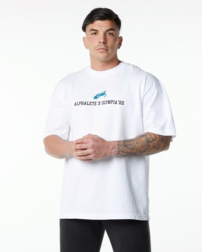 Alphalete Heavyweight Oversized Tee Biele | 539-ITVDRN