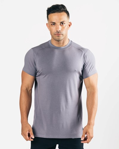 Alphalete High-Neck Premium Kratke Sleeve Still Water | 874-NSEJHM