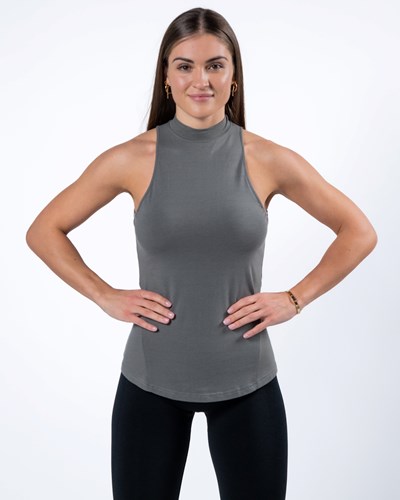 Alphalete High-Neck Premium Tank Siva | 857-GYSPFA