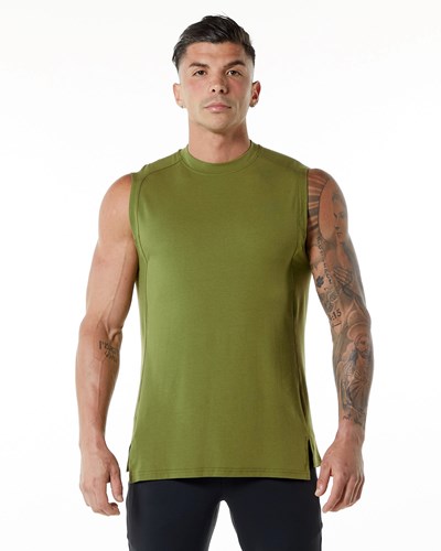 Alphalete High-Neck Premium Tank Zelene | 754-UNKPSA