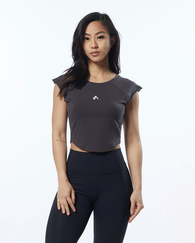 Alphalete High Performance Kratke Sleeve Crop Tee Siva | 081-GDVOQJ