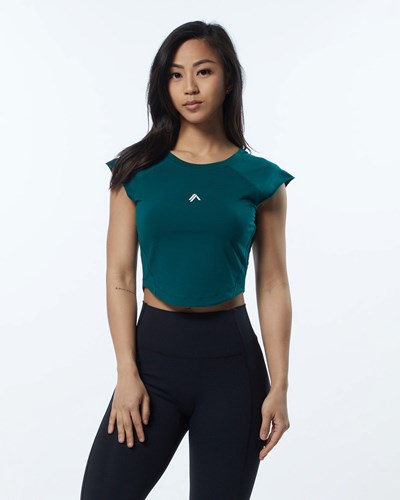 Alphalete High Performance Kratke Sleeve Crop Tee Velvet Teal | 936-ZGJTEM