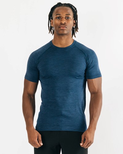 Alphalete High Performance Seamless Kratke Sleeve Tee Námornícka Modrá | 267-RPWJDE