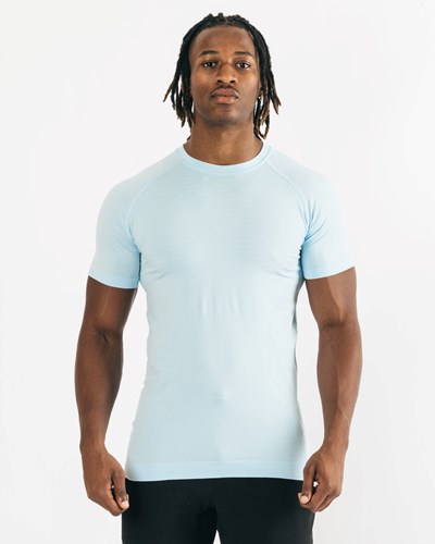 Alphalete High Performance Seamless Kratke Sleeve Tee Modre | 968-SYTOQV