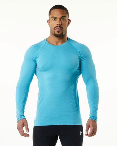 Alphalete High Performance Seamless Long Sleeve Tee Faded Ocean | 079-FCLMZR