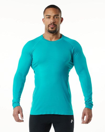 Alphalete High Performance Seamless Long Sleeve Tee Ocean | 632-NYKFEQ