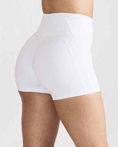 Alphalete High-Waisted Medium Compression 4" Kratke Biele | 152-NYZDHL