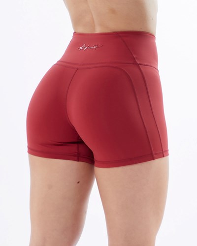 Alphalete High-Waisted Medium Compression 4" Kratke Červené | 196-EWYXZJ