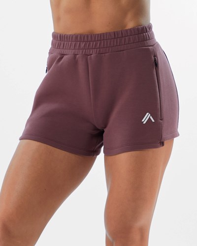 Alphalete Interlock Knit 3.5" Kratke Mauve | 436-LNDVXZ