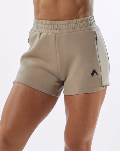 Alphalete Interlock Knit 3.5" Kratke Tan | 635-SEFRGX