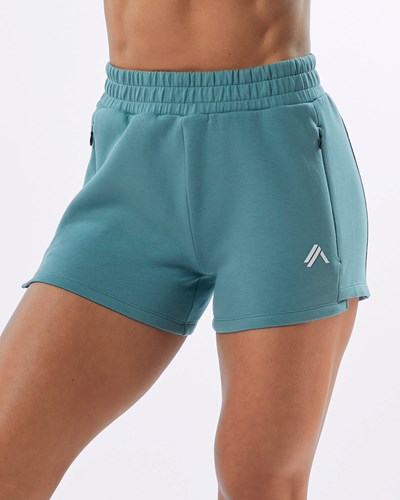 Alphalete Interlock Knit 3.5" Kratke Teal | 739-FQCEZN