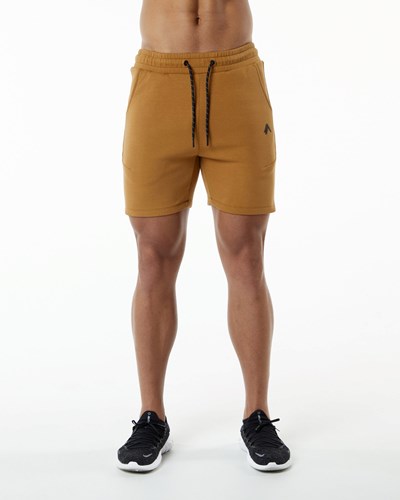 Alphalete Interlock Knit 6" Kratke Almond | 342-FRLESD