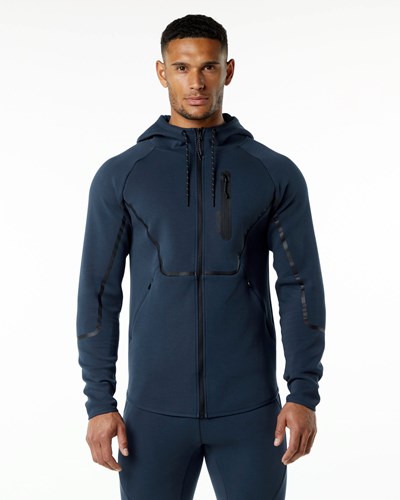 Alphalete Interlock Knit Full-Zip Hoodie Námornícka Modrá | 034-YTBGSM