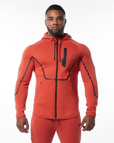 Alphalete Interlock Knit Full-Zip Hoodie Oranžové | 971-JZVQXT