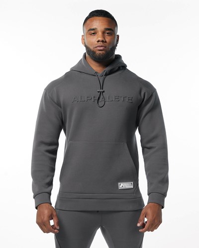 Alphalete Interlock Knit Hoodie Charcoal | 248-YBDQXW