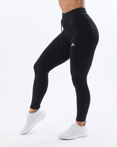 Alphalete Interlock Knit Zip Jogger Čierne | 608-MPCQTK