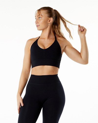 Alphalete Medium-Impact Luxury Sports Bra Čierne | 972-QSOINH