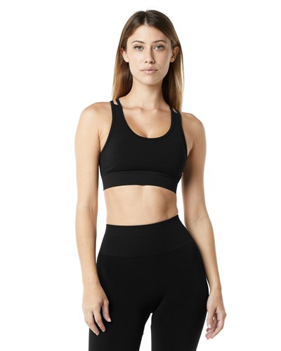 Alphalete Medium-Impact Seamless Sports Bra Čierne | 127-NALUJP