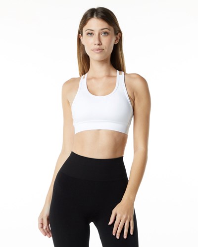 Alphalete Medium-Impact Seamless Sports Bra Biele | 562-OWCYHV