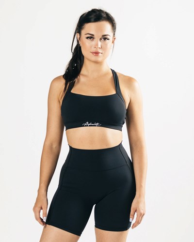 Alphalete Medium-Support Racer Back Sports Bra Čierne | 570-ZQGVKC