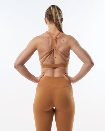 Alphalete Medium-Support Remienkove Open Back Sports Bra Chestnut | 965-RMDIZV